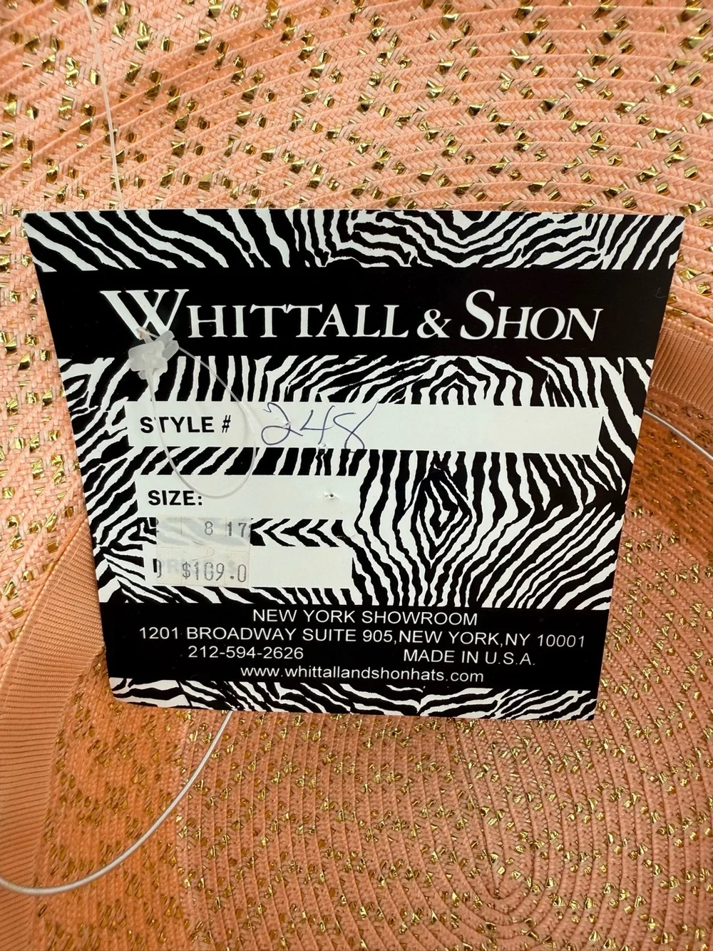 Whittall & Shon Vintage Peach Brimmed Hat Fascinator Derby Wedding Church Races
